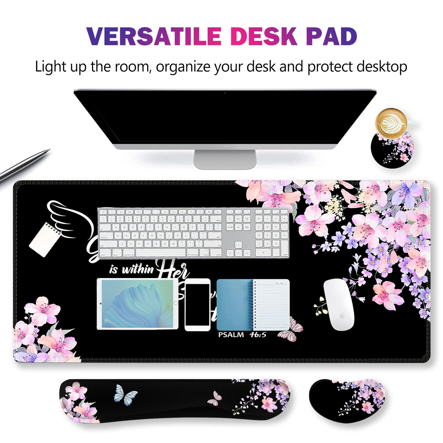 ARTSO Large Mouse Pad Keyboard Wrist Rest Support Combo, Memory Foam Wrist Pad, Extended Desk Mat