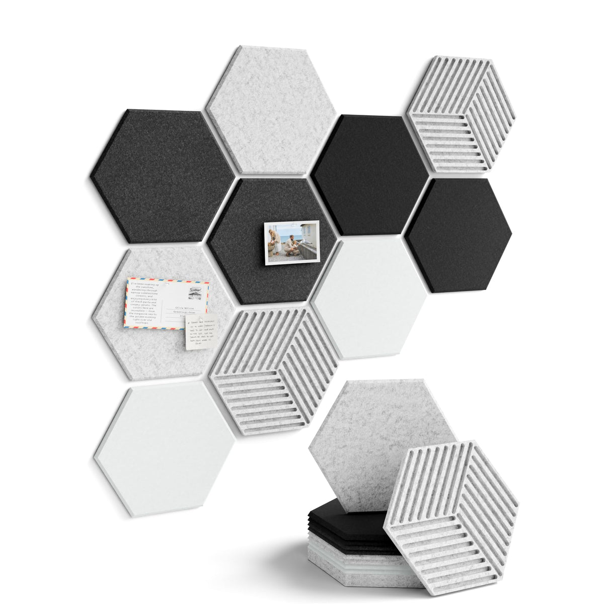 Fluxynara 10-Pack Hexagon Cork Board Alternative, Concrete Echo