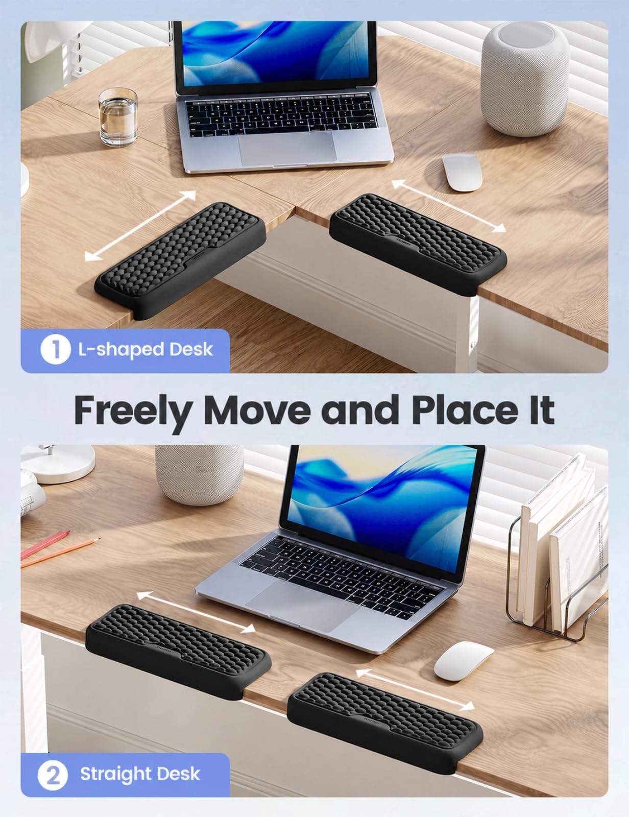 Vaydeer 2Pcs Elbow Rest Pad, L-Shaped Wrist Rest, Desk Edge Cushion