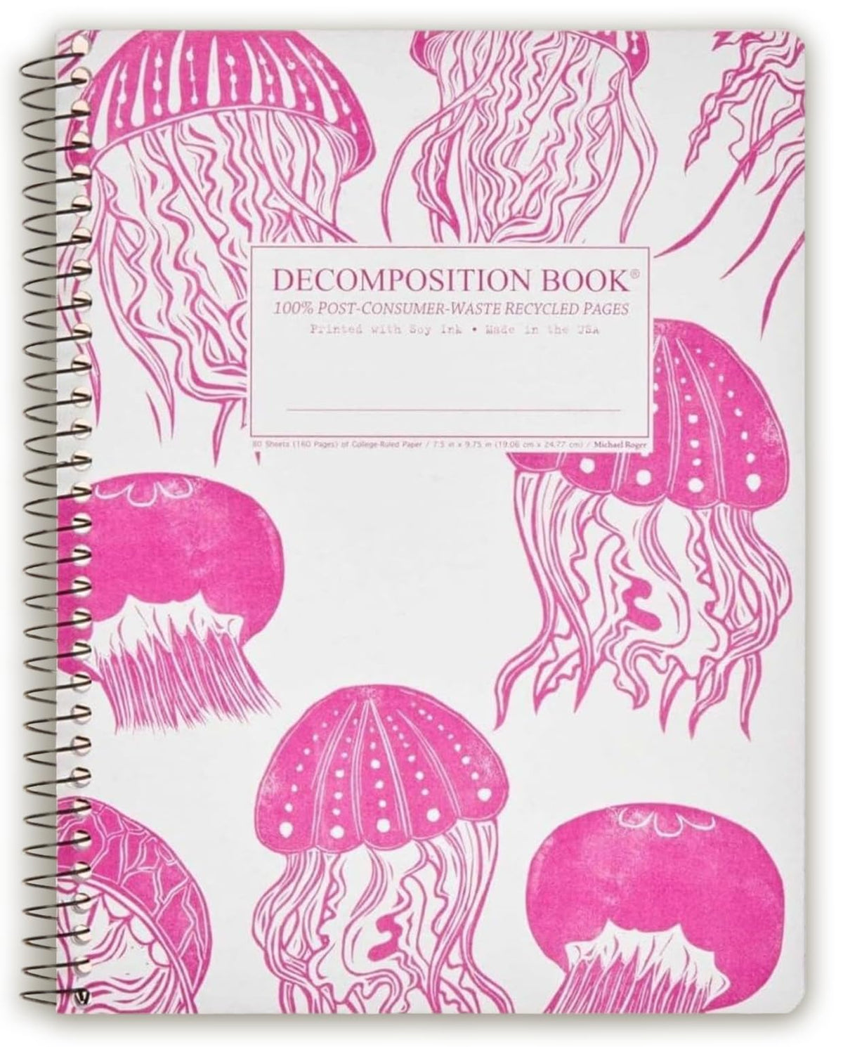 Decomposition Jellyfish College Ruled Spiral Notebook - 9.75 x 7.5 Journal with 160 Lined Pages