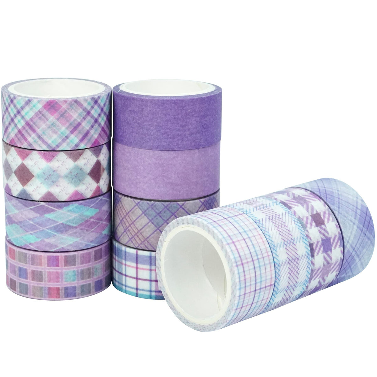 YUBX Basic Grid Washi Tape Set 12 Rolls Plaid Decorative Masking Tapes for Arts, DIY Crafts