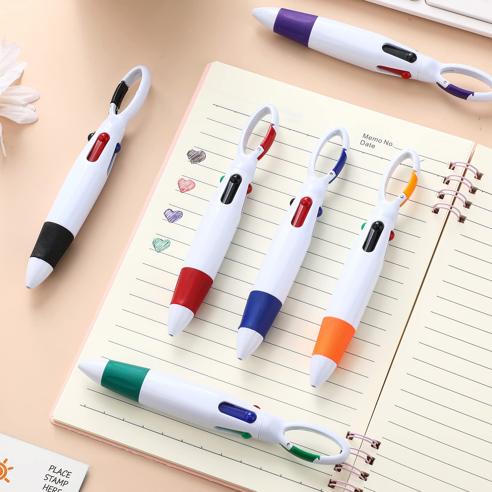Yinder 200 Pieces Bulk Retractable Shuttle Pens 4-in-1 Multi-color Ink