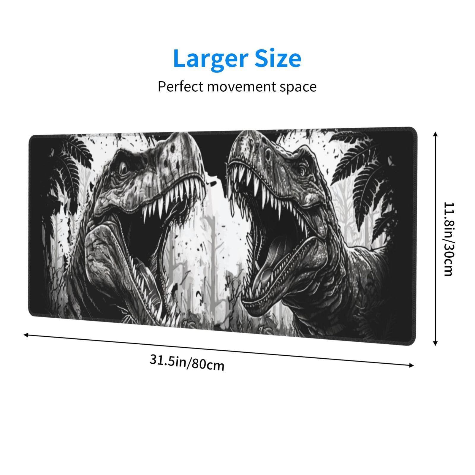 Dinosaur Mouse Pad XL Large Mousepad Non Slip Rubber Base Desk Mat for Laptop Computer Gaming 31.5"
