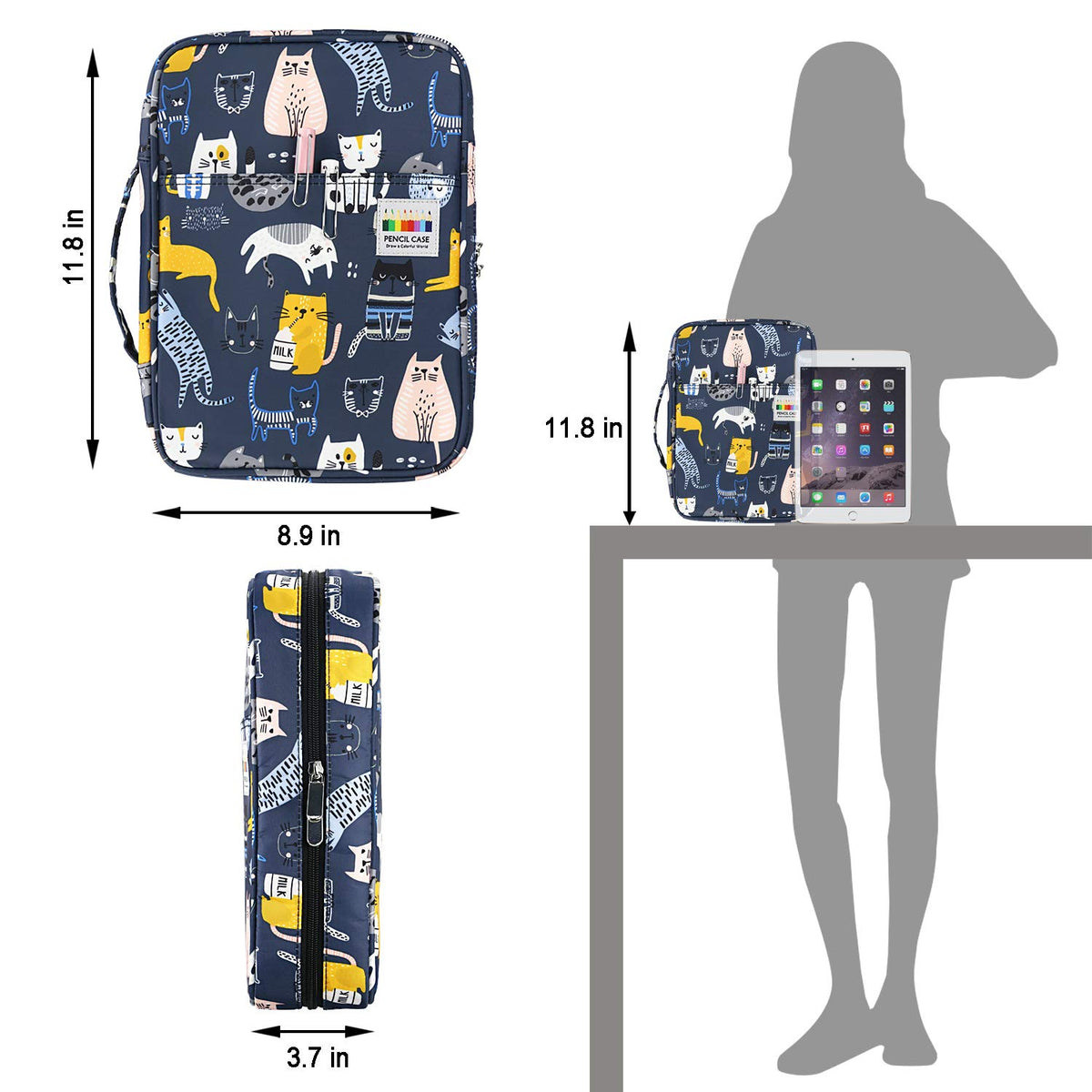 YOUSHARES Colored Pencil Case 220 Slots Pen Case Organizer With Handy Wrap & Zipper, Multilayer