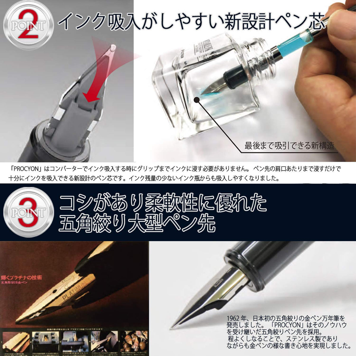 Platinum PNS-5000 3-3 Fountain Pen, Procion #3, Porcelain White, Medium Point