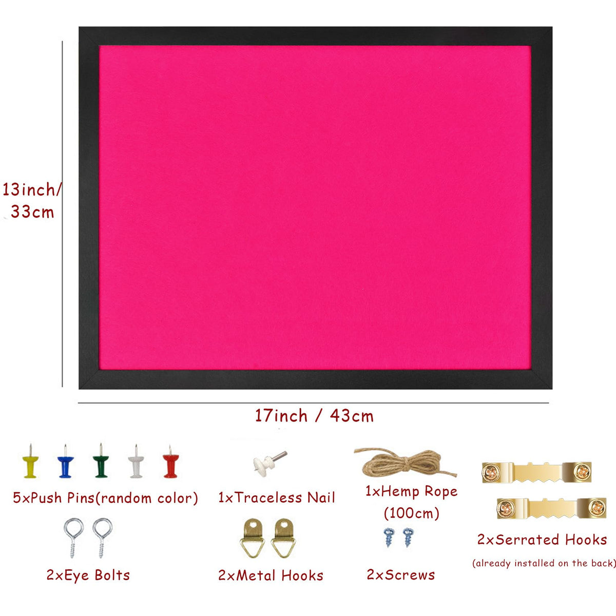 Pink Bulletin Boards Cork Board with Felt, 17"x13" Large Display Pin Board Vision Board for Walls