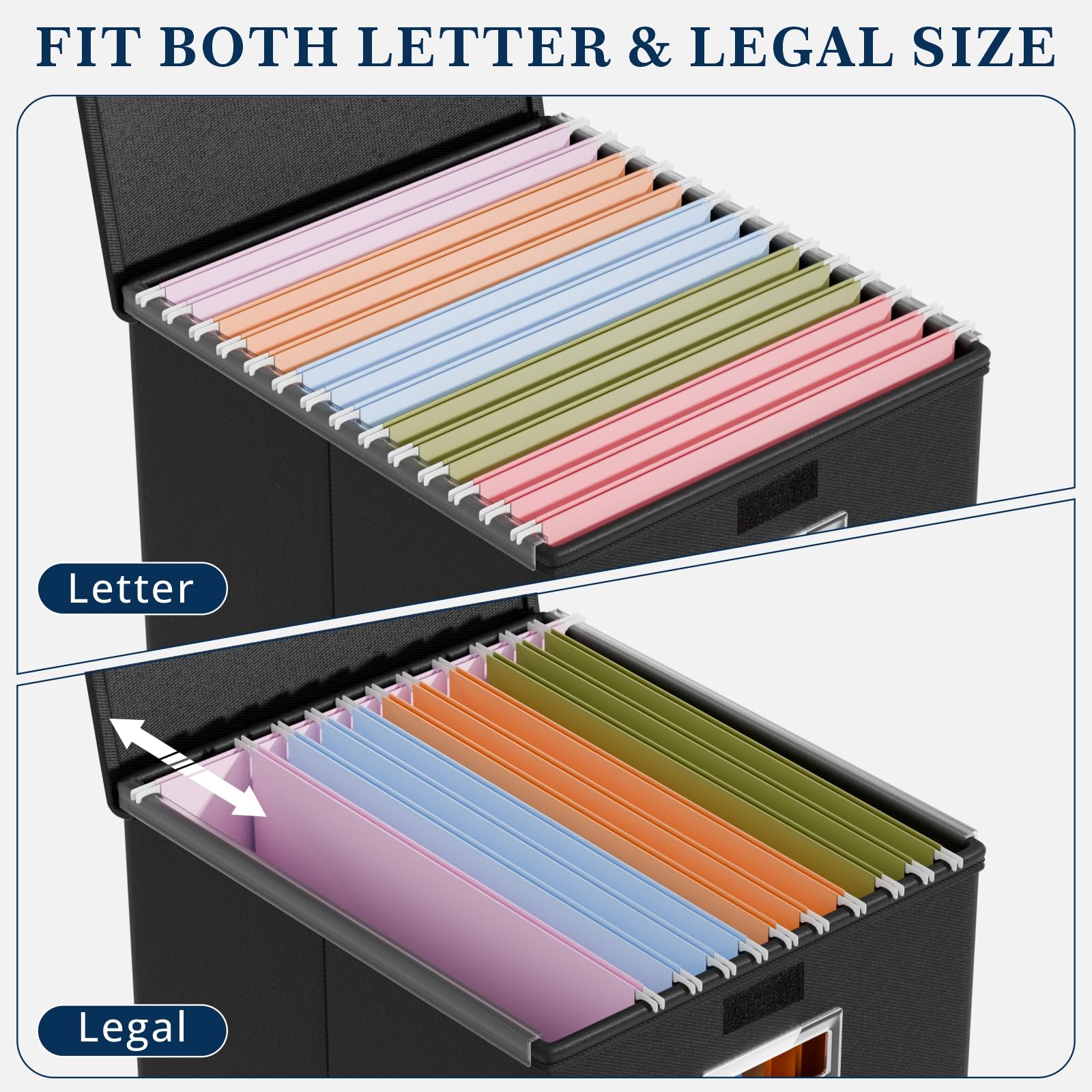 Huolewa File Organizer Box with Lids, Collapsible File Folder Organizer