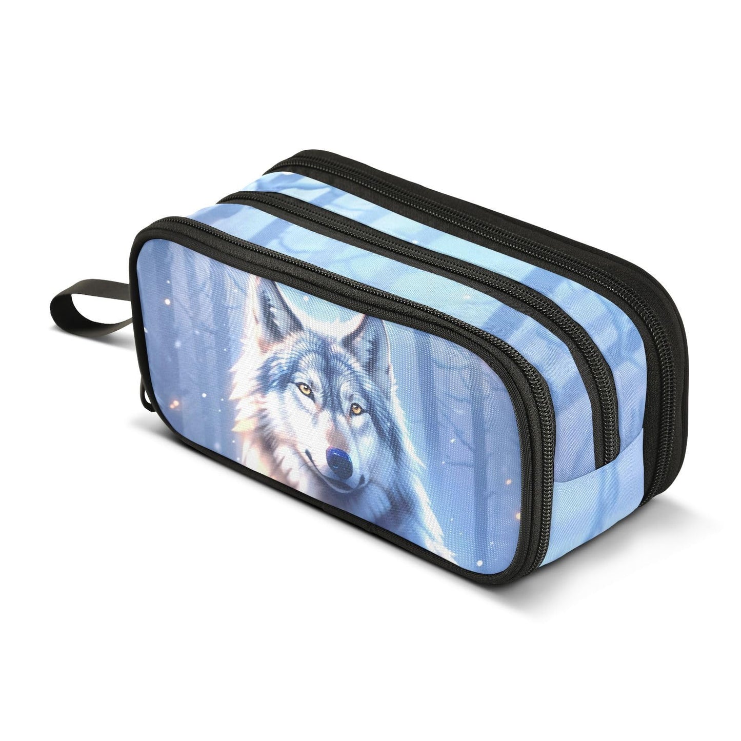 BOENLE Wolf Snowy Pencil Case Box Boys Girls Large Pencil Pouch Zipper Compartments Big Capacity