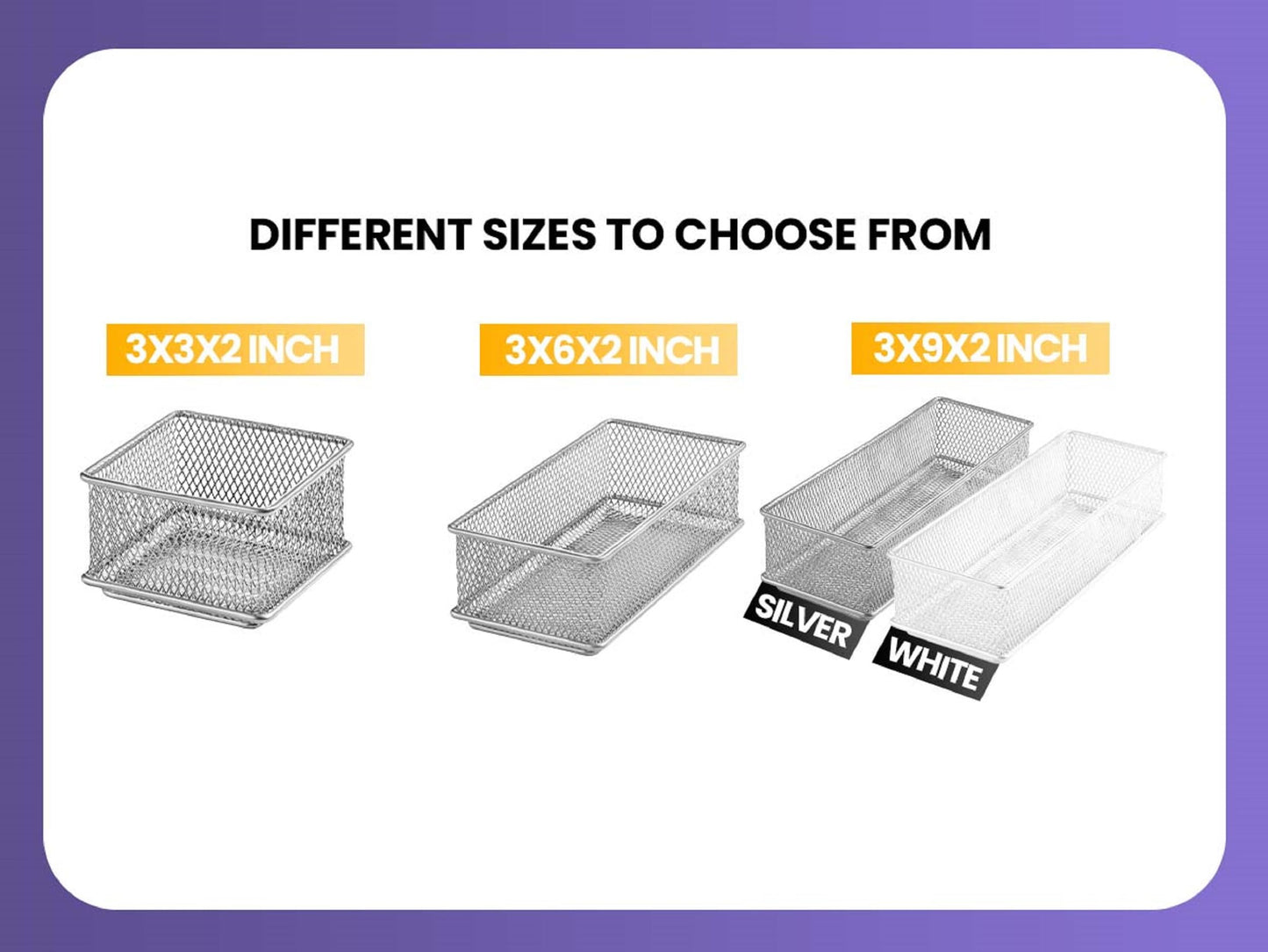 YBM HOME Silver Mesh Drawer Cabinet and or Shelf Organizer Bins, School Supply Holder Office
