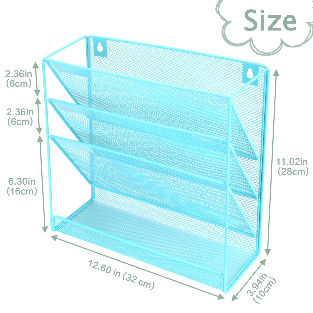 ideallife 3 Pockets Mesh Wall File Holder Organizer with Bottom Flat Tray, Office Hanging File