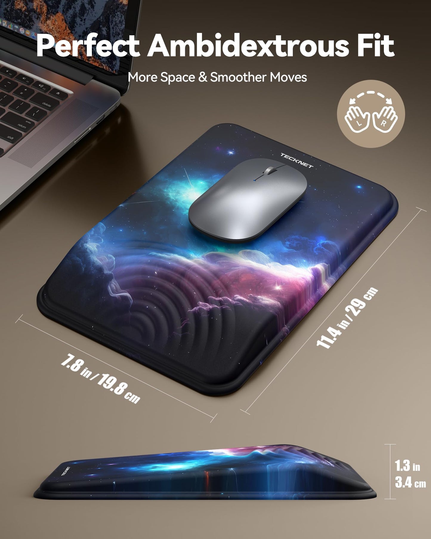 TECKNET Ergonomic Mouse Pad with Wrist Rest, All-Day Comfort & Pain Reliefv