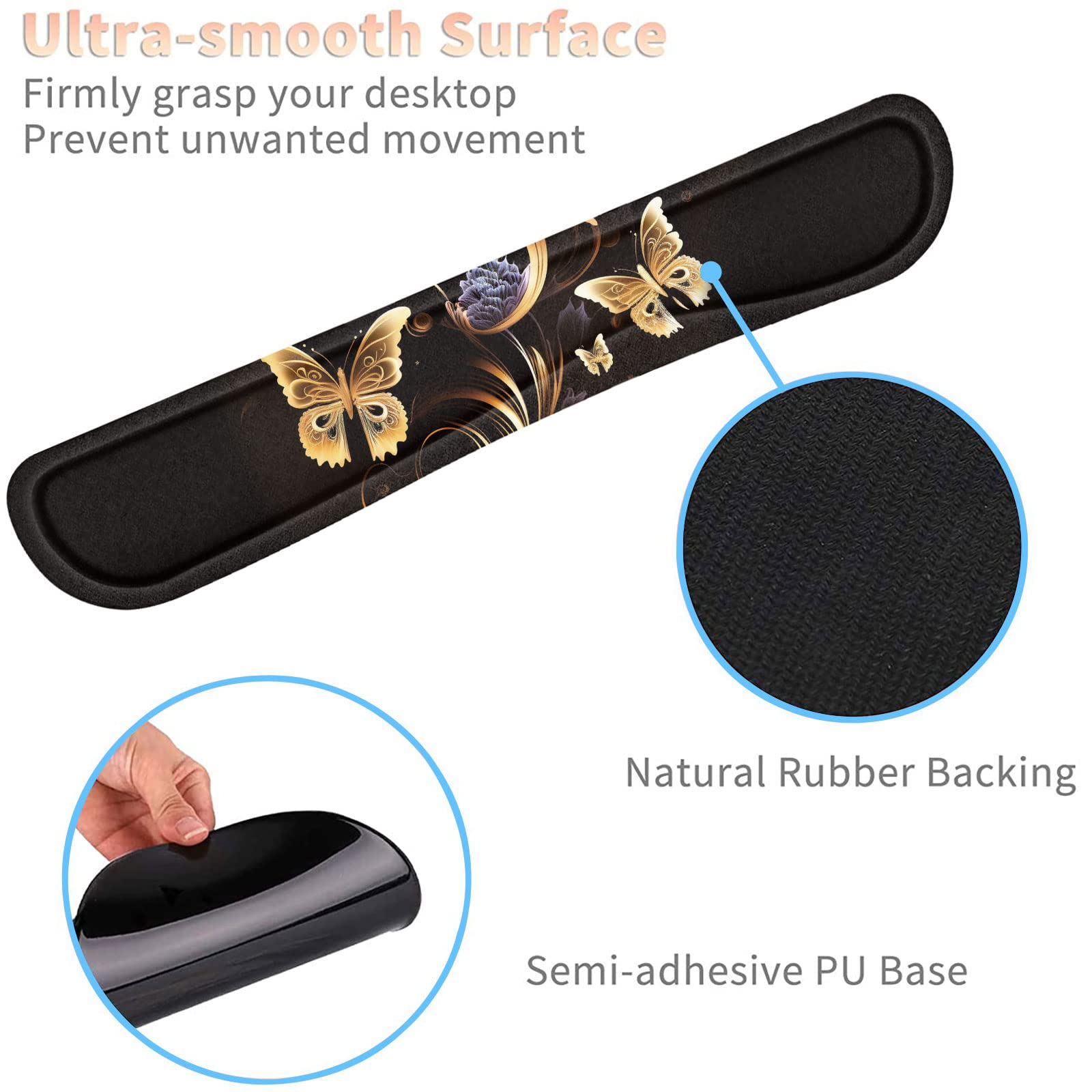 Keyboard Wrist Rest and Mouse Pad Wrist Support Set with Coffee Coaster, Non-Slip PU Base for