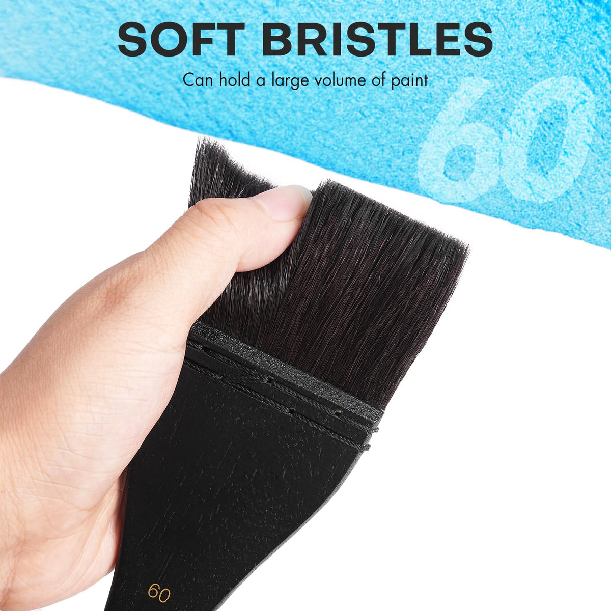 Flat Watercolor Brushes, Fuumuui 60mm Professional Squirrel Hair Flat Hake Brushes, Artists Scale