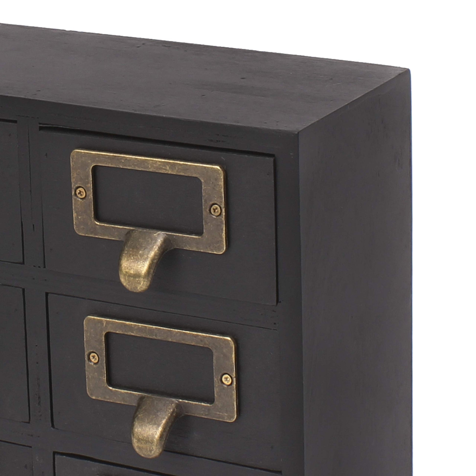 Kate and Laurel Apothecary Wood Desk Drawer Set, 9 Drawers, Rustic Black