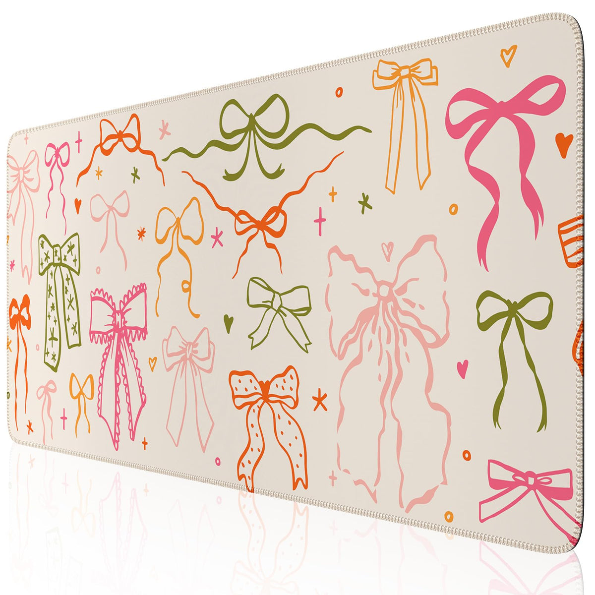iCasso Mouse Pad, Desk Mat for Office Decor,35.4 x 15.7 in, Colorful Bow