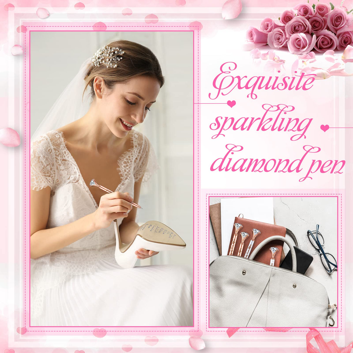 Yexiya 24 Pcs Bridal Shower Gifts Wedding Diamond Pens for Guests