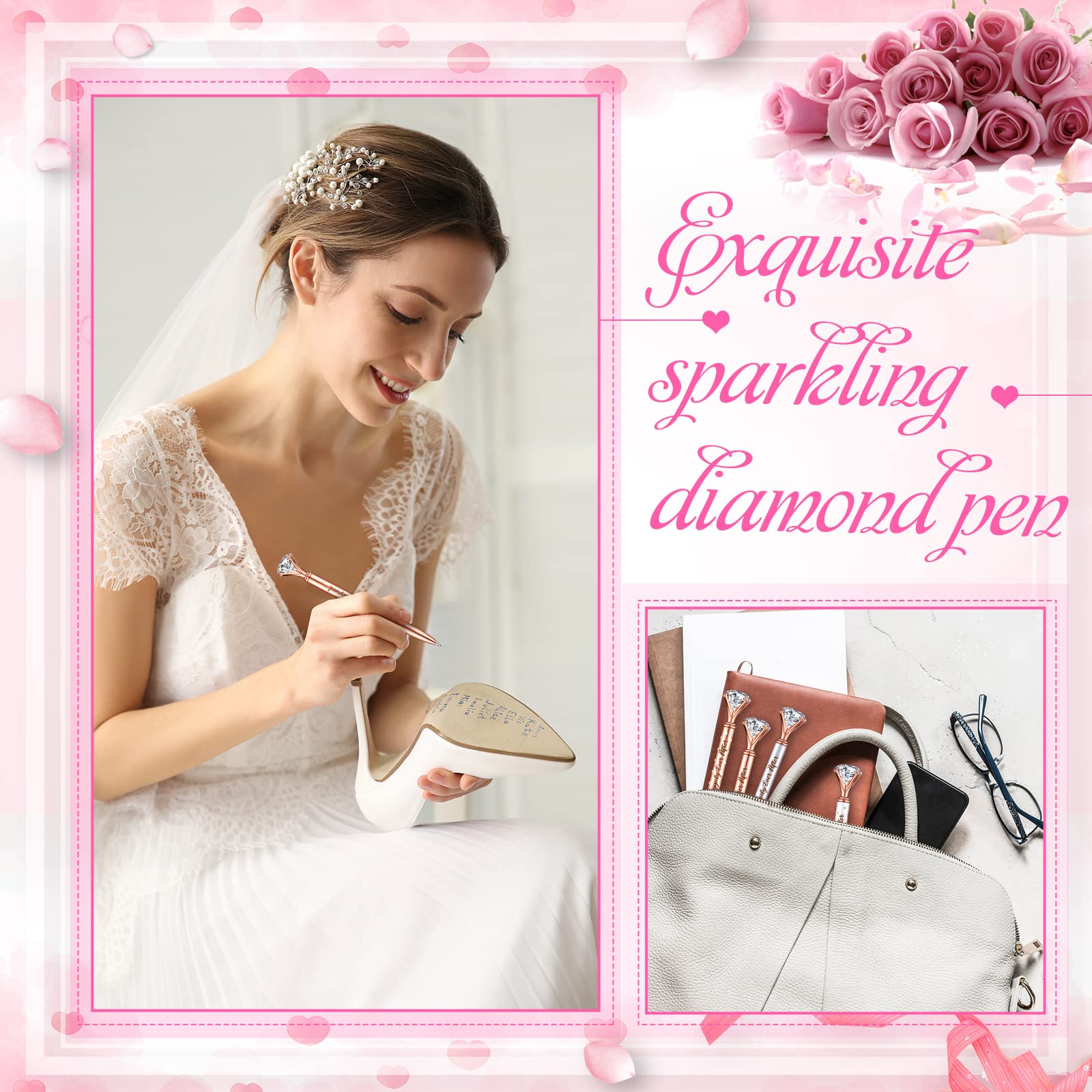 Yexiya 24 Pcs Bridal Shower Gifts Wedding Diamond Pens for Guests