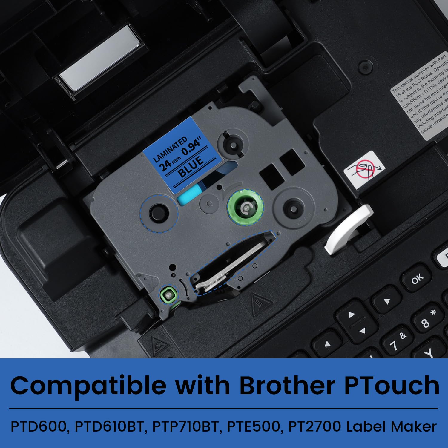 Compatible with Brother P-Touch 24mm 1" Label Refill TZe-551 Black on Blue