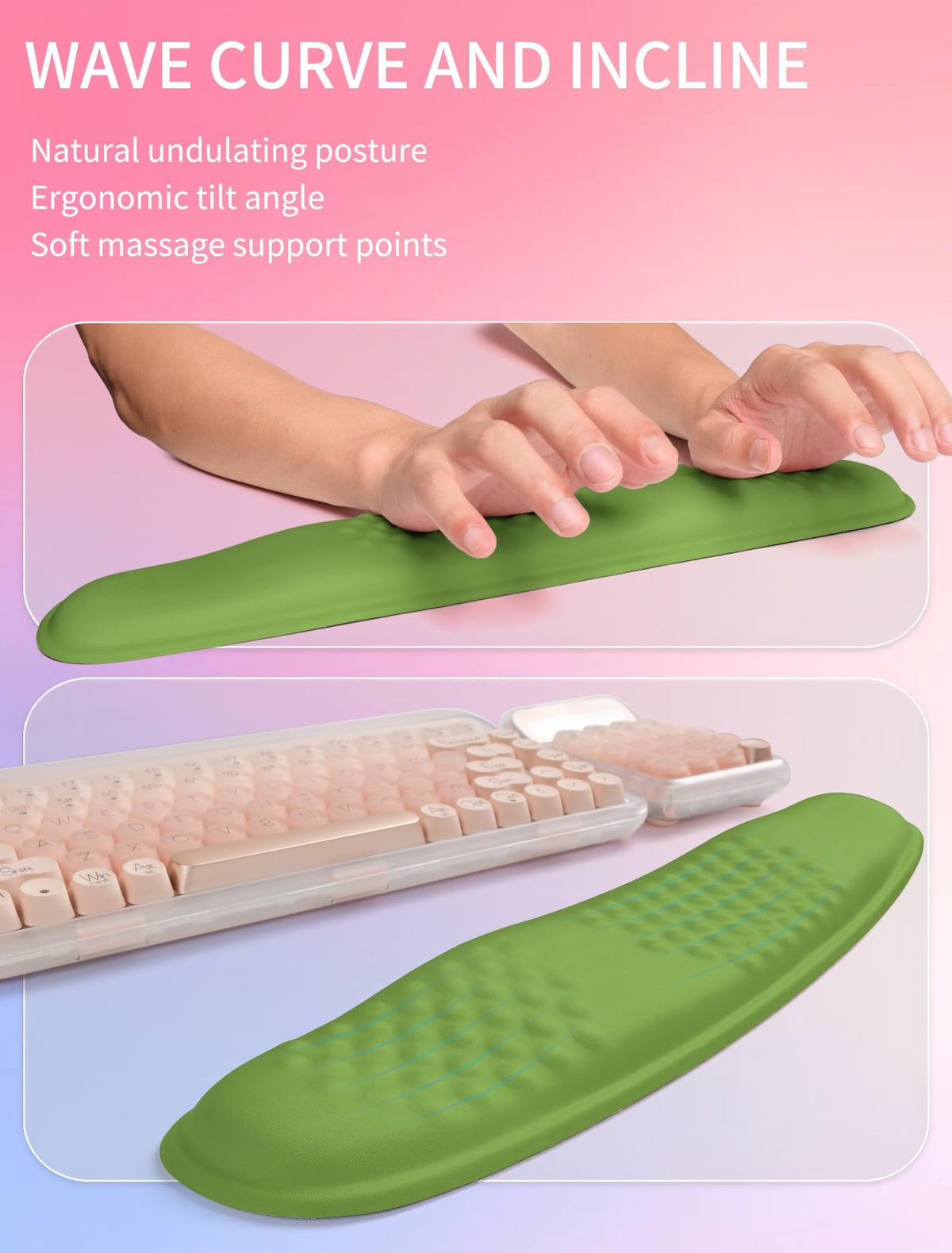 Hokafenle 2in1 Combination, Wave Keyboard Wrist Rest and Ergonomic Curvature Mouse Pad Wrist