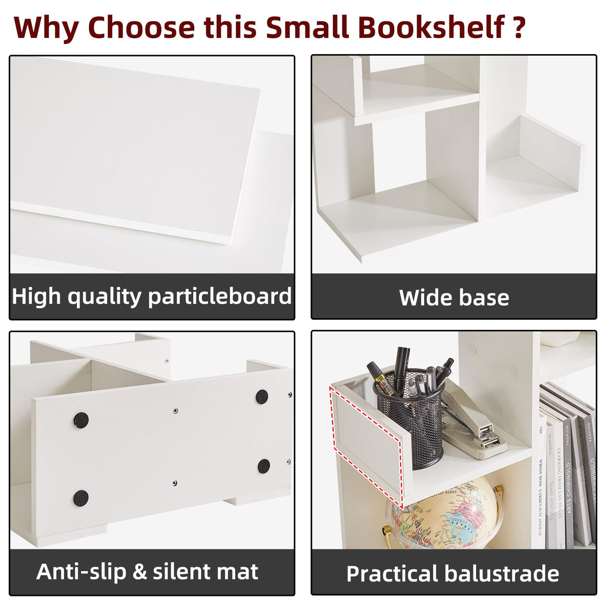 Aibiju Small White Desk Organizer, 2 Tier Tree Cactus Bookshelf, Desktop Organizer Wood, Small