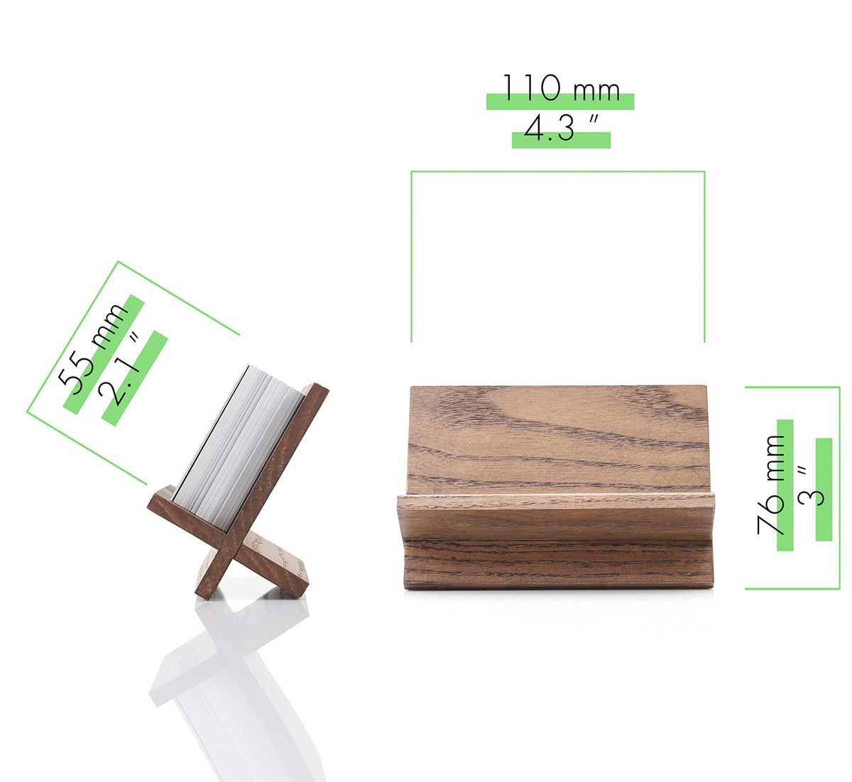 TOROS store Set of 3 Business Card Holders for Desk - Brown Wood Small Cards Holder, Professional