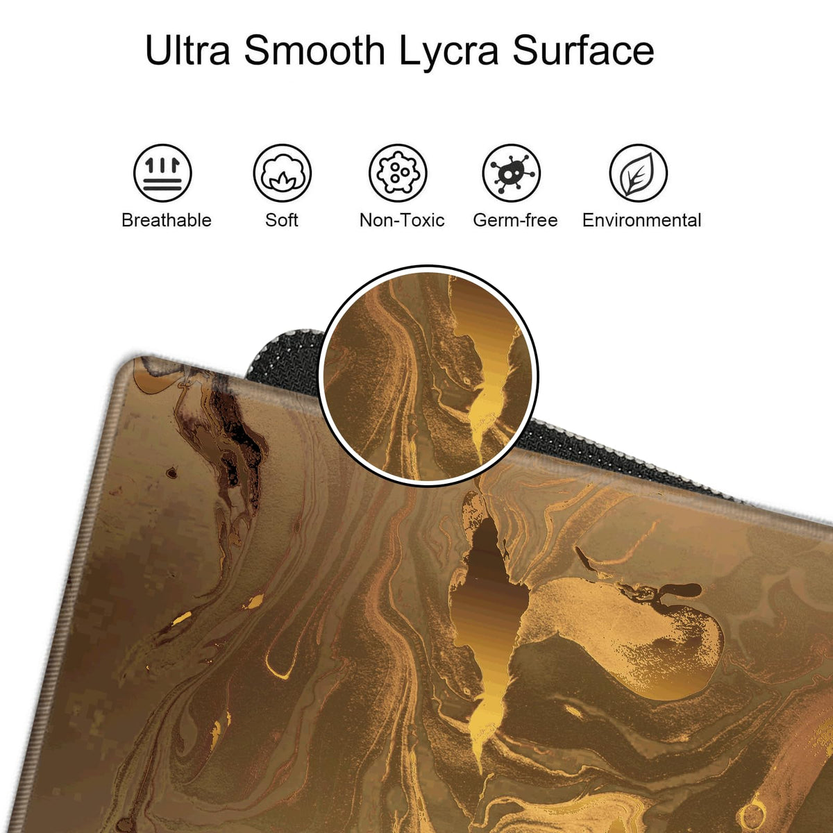 Gaming Mouse Pad Gold Marble Mousepad 24x12 Inch Desk Mat XL Long Desk Pad Non-Slip Rubber Base