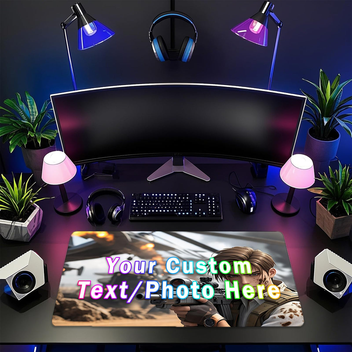 Custom Large Desk Pad Personalized Mouse Pad with Photo Picture Text Logo Customized Non-Slip Large