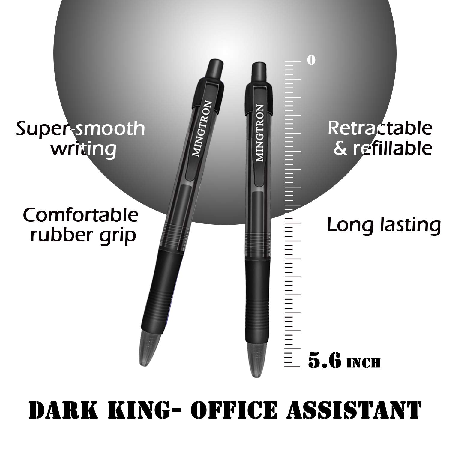 50 Pack No Smear Black Ink Retractable Fine Point Gel Pens Bulk, 0.5MM