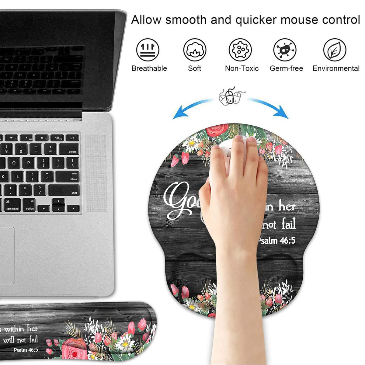 Keyboard Wrist Rest and Mouse Pad Wrist Support Set with Coasters, Ergonomic Gaming Mousepad for
