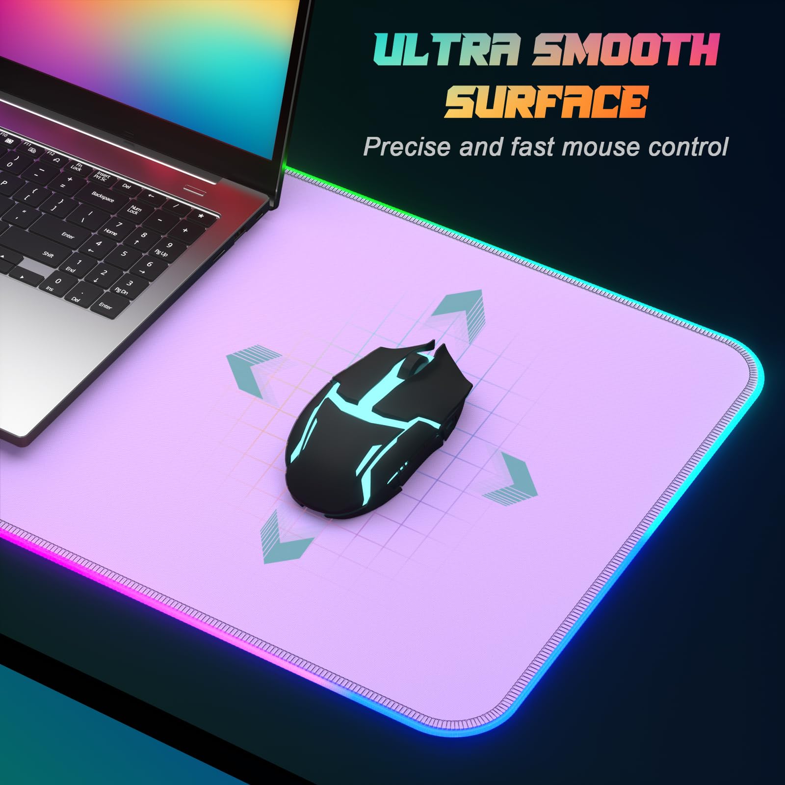 ITNRSIIET RGB Gaming Mouse Pad, Full Desk XL Extended Large Gaming Mousepad, 12 Lighting Modes 30%