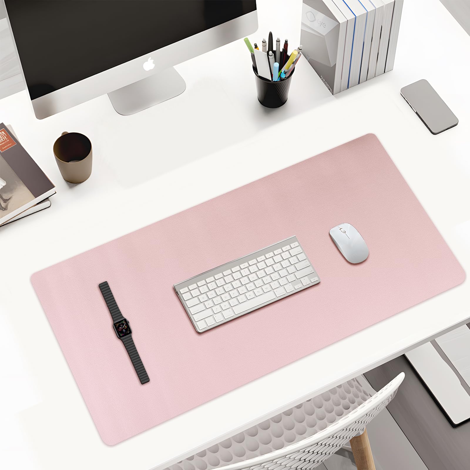 KINGFOM Desk Pad Office Desktop Protecter, PU Leather Desk Mat Blotters Organizer with Comfortable