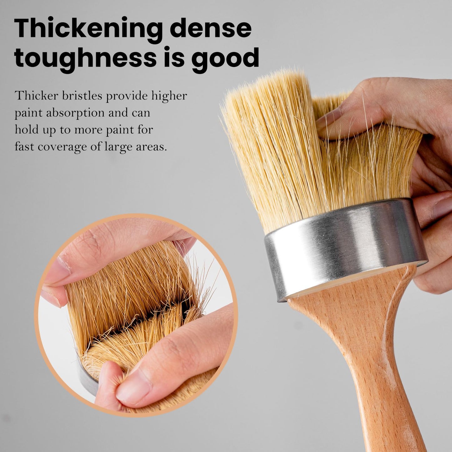 YiBaiBrush Chalk Paint Brush, Wax Paint Brush Set of 5, Natural Bristle