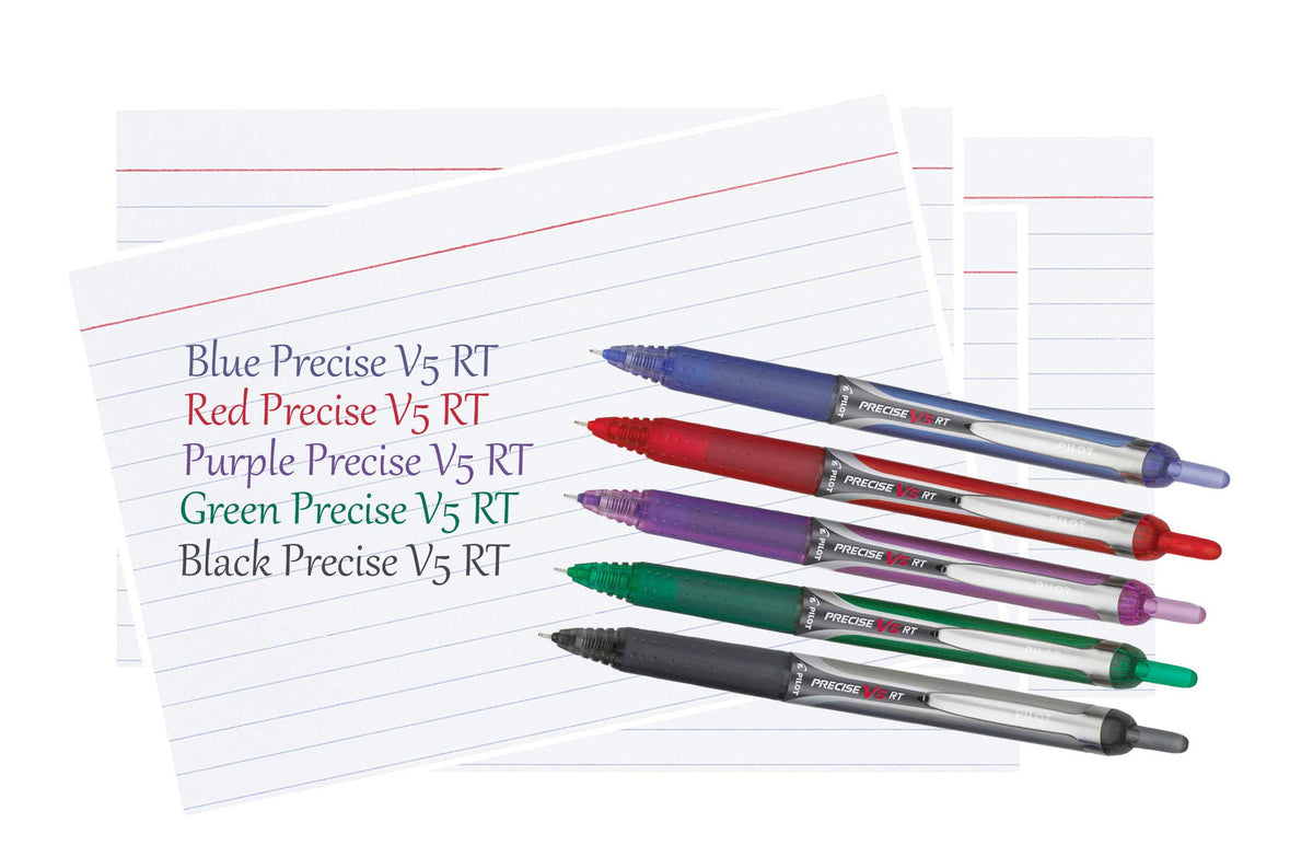 Precise V5 RT Retractable Rollerball Pens, 0.5mm Extra, Blue & Black, 3-PK