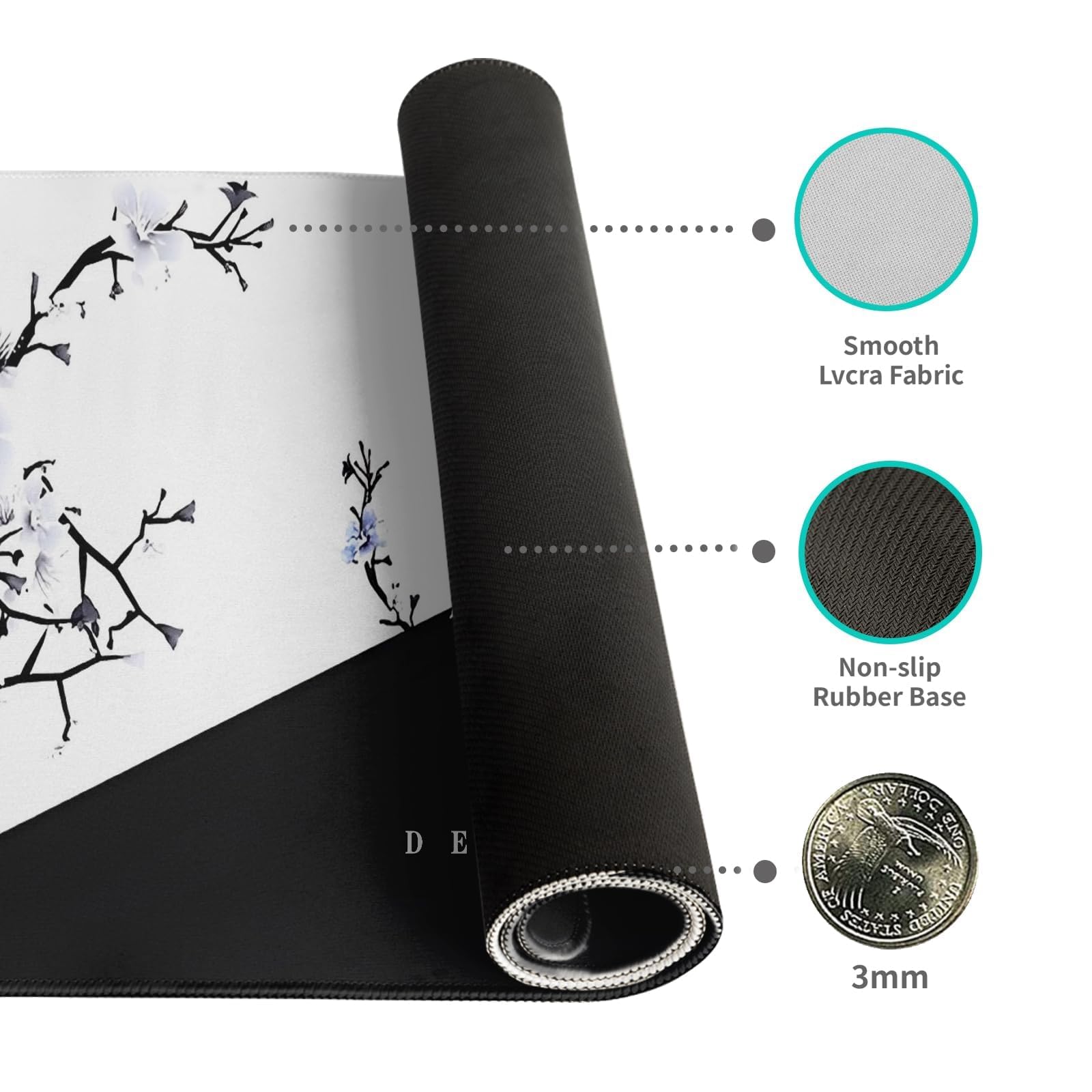 Big Mouse Pad Large Mousepad Gaming Desk Pad Desk Mat Office Decor Accessories (Cherry Blossom in