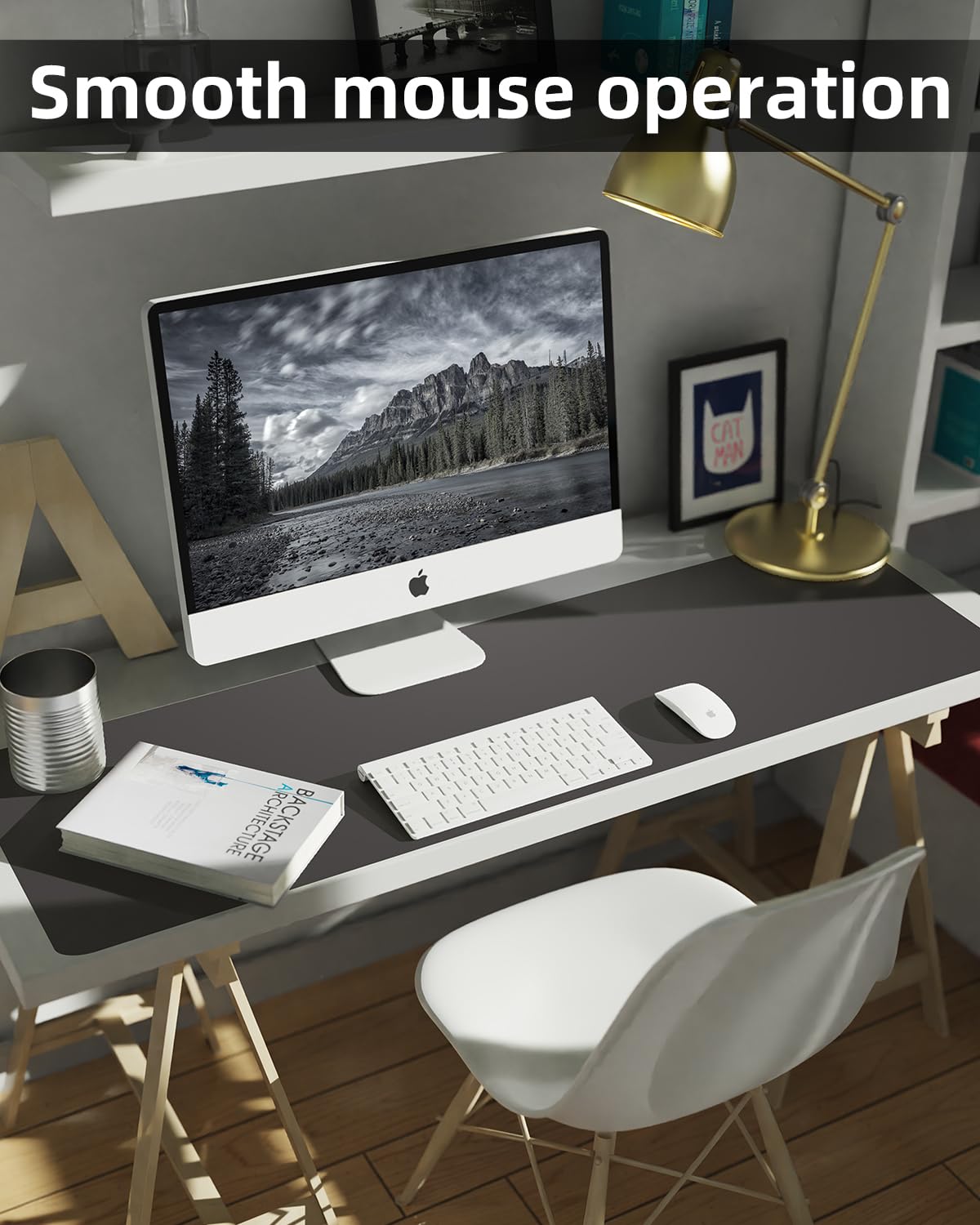 Leather Desk Pad Protector,48"x 17"Desk Mat Large, Mouse Pad, Non-Slip PU Leather Desk