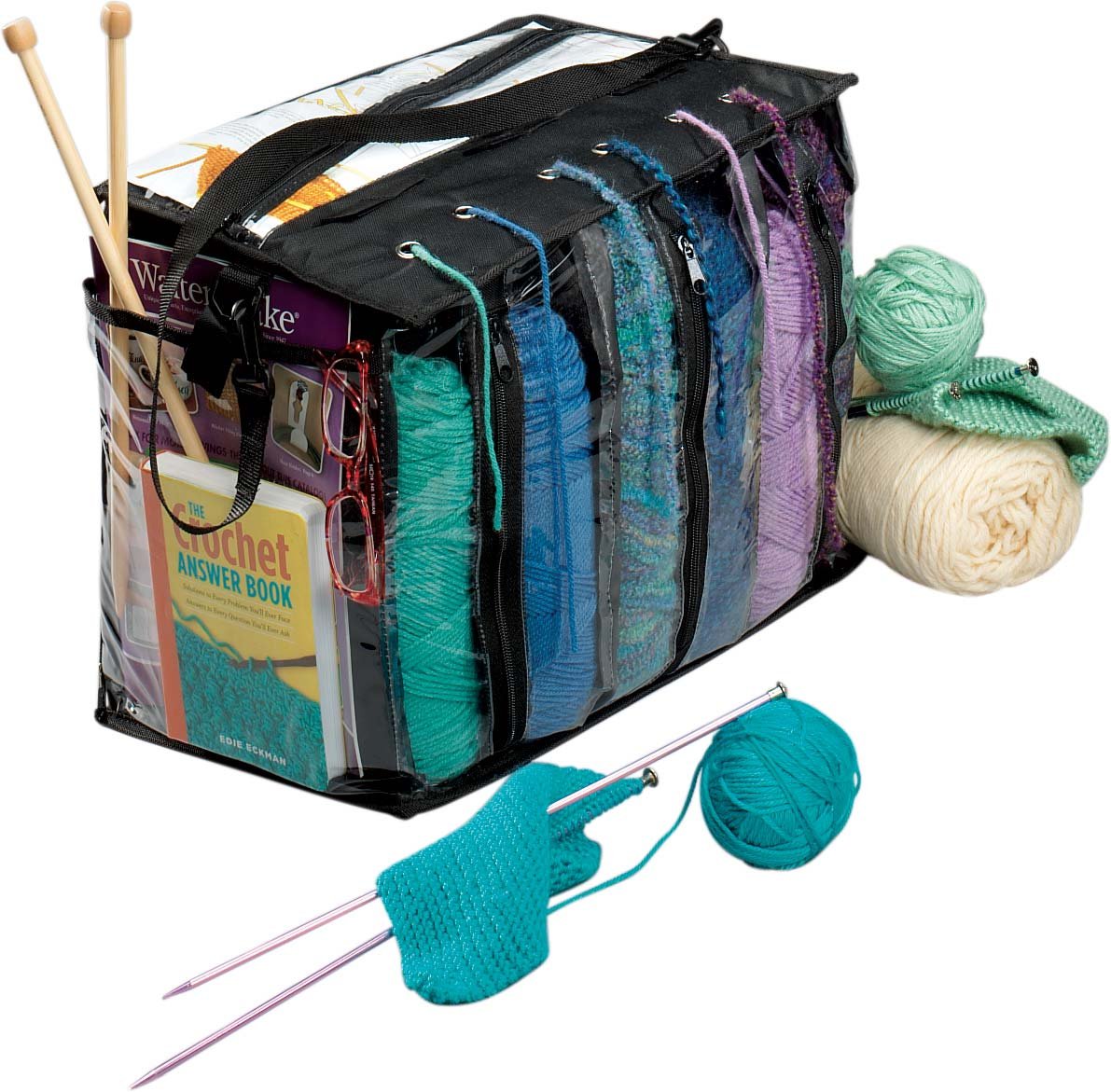 MEKBOK Knitting Organizer Portable Knitting Yarn Storage Bag With Multiple Pockets, Individual