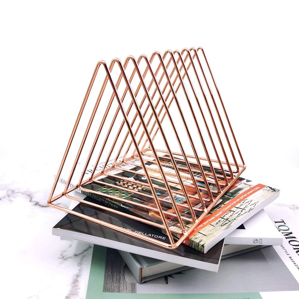 EASEPRES 9 Slot Magazine Rack Book Record Holder, Desktop Iron Storage Rack Bookshelf Multifunction