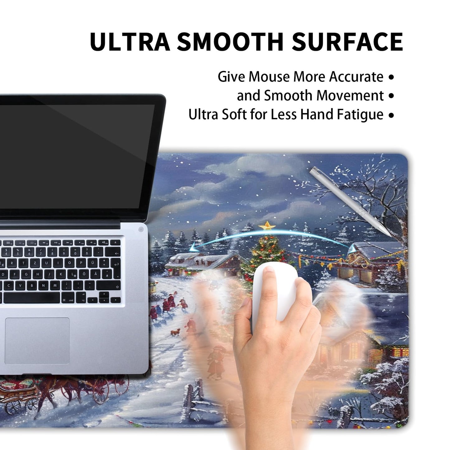 Christmas Gaming Mouse Pad XXL Xmas Tree Deer Snowflake Extended Winter Holiday Large Mat Mousepad