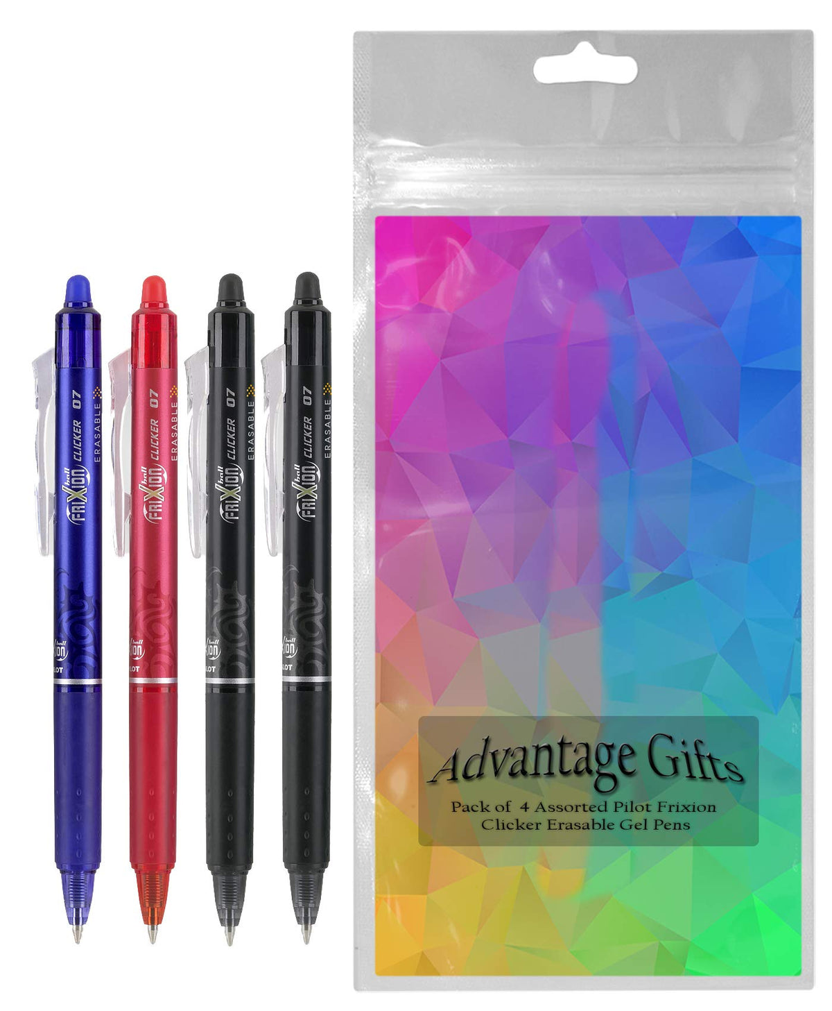 Advantage Gifts Clicker Retractable Erasable Gel Pens Fine Point (.7mm) Assorted Colors