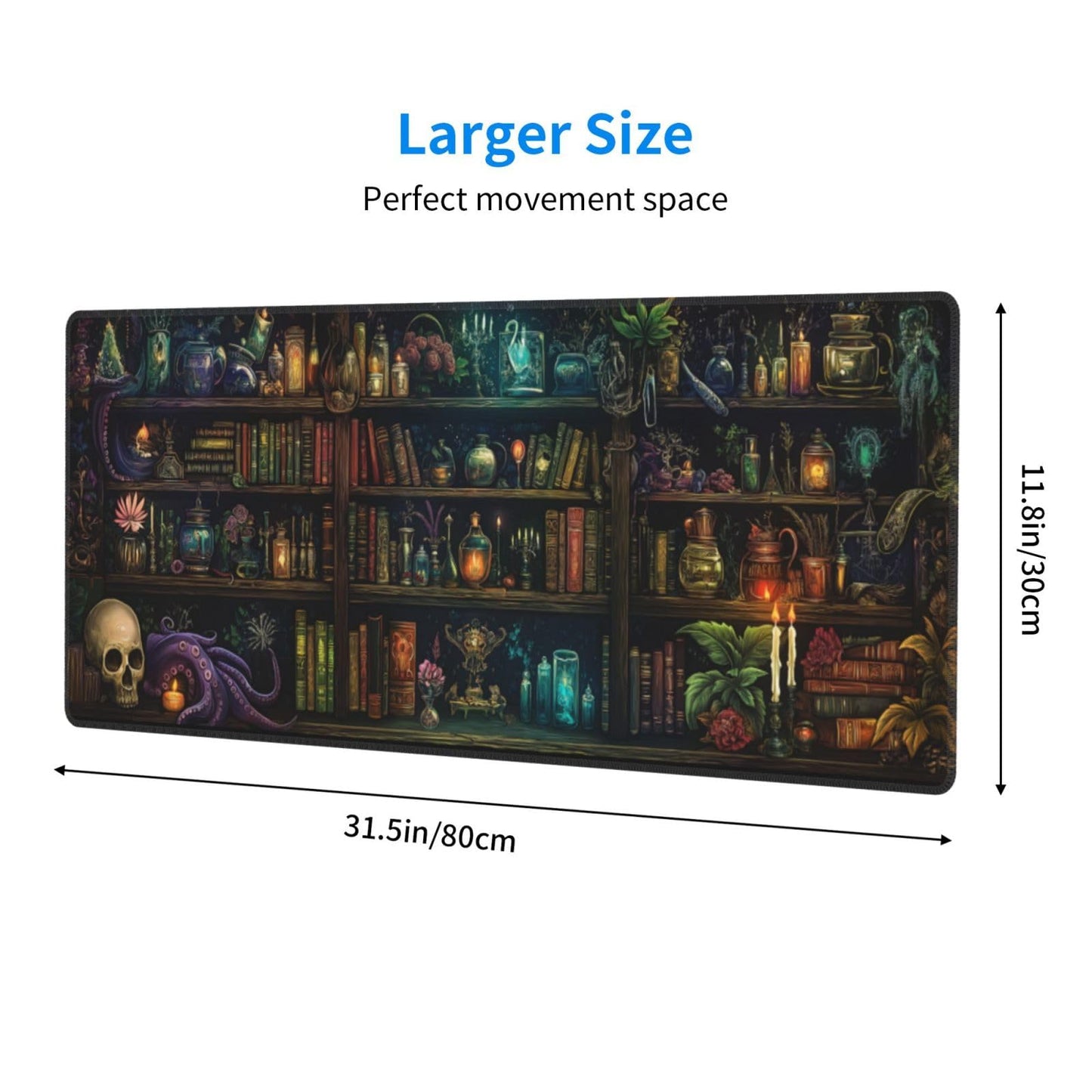 Library Mysterious Mouse Pad XL Large Mousepad Non Slip Rubber Base Desk Mat for Laptop Computer