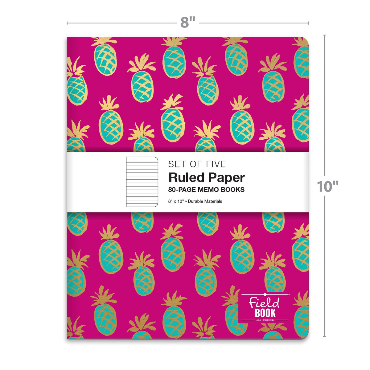 Elan Publishing Company Field Notebook/Journal - 8"x10" - Assorted Patterns Gold Foil - Lined
