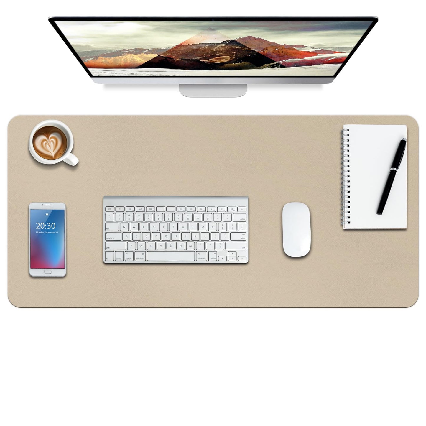 Boutilon Leather Desk Pad Protector,Non-Slip Mouse Pad,Laptop Desk Pad,Office Mouse Mat,Waterproof