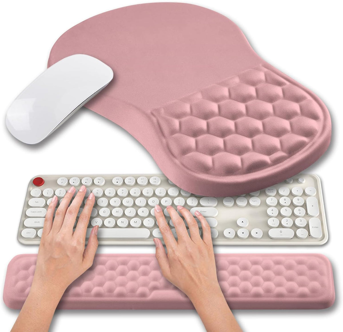 Hokafenle 2 in 1 Ergonomic Mouse Pad Wrist Support & Wrist Rest for Computer Keyboard Set, with
