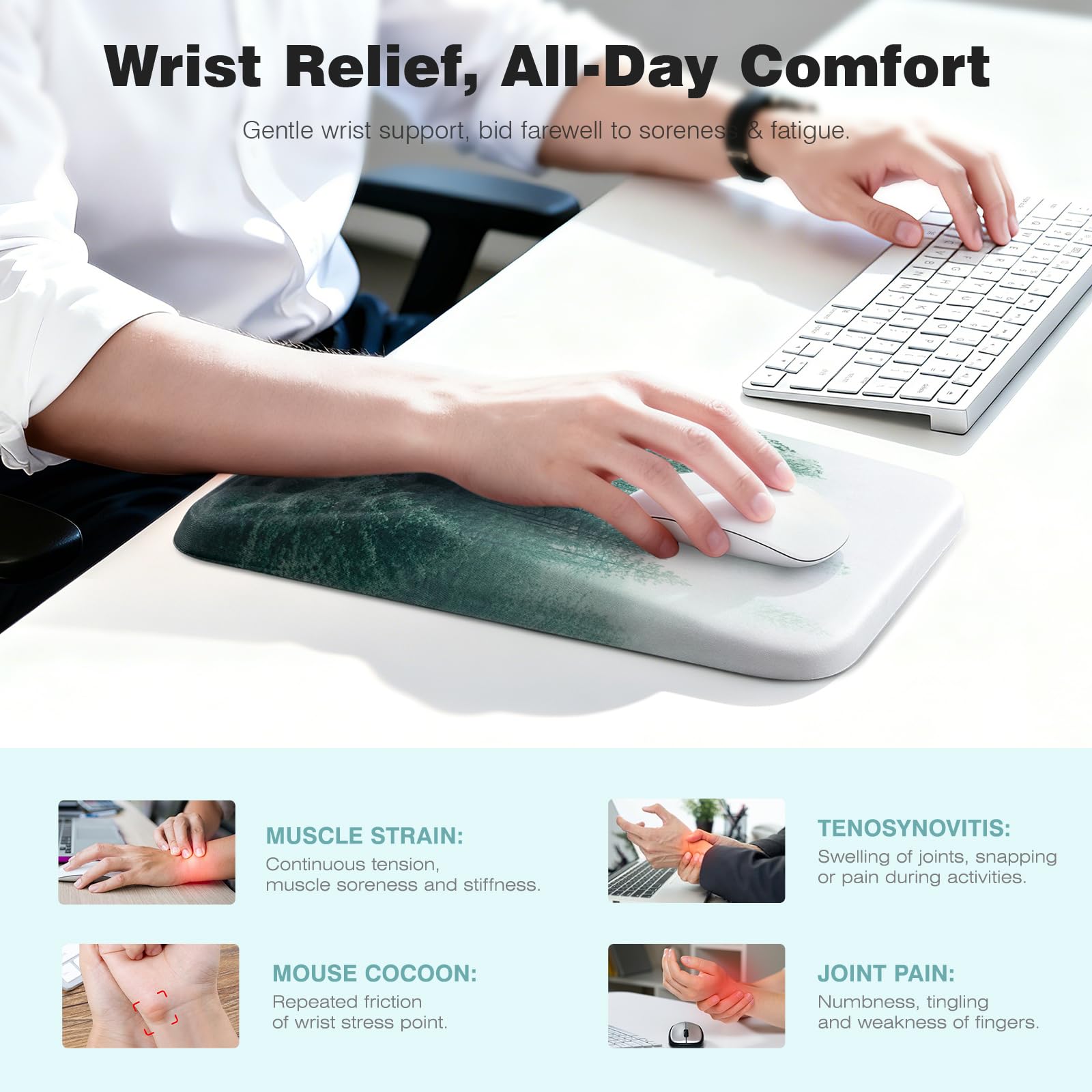 Ospelelf Mousepad with Wrist Rest Ergonomic Computer Comfortable Pain Relief Mouse Pad Wrist