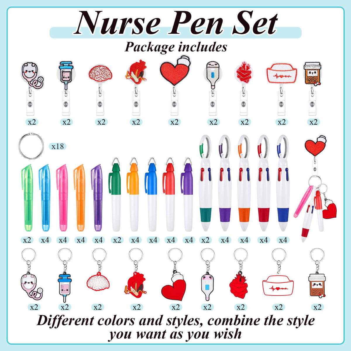 Henoyso Nurse Badge Reel Bulk,108 Pcs,Stylish