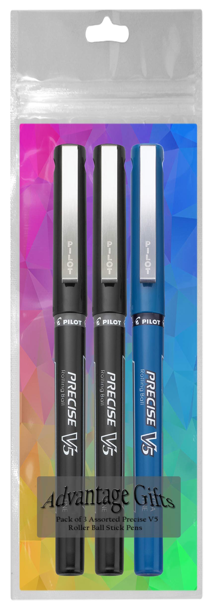 Advantage Gifts Precise V5 Stick Rolling Ball Pens, Extra Fine Point (.5mm), Assorted Colors