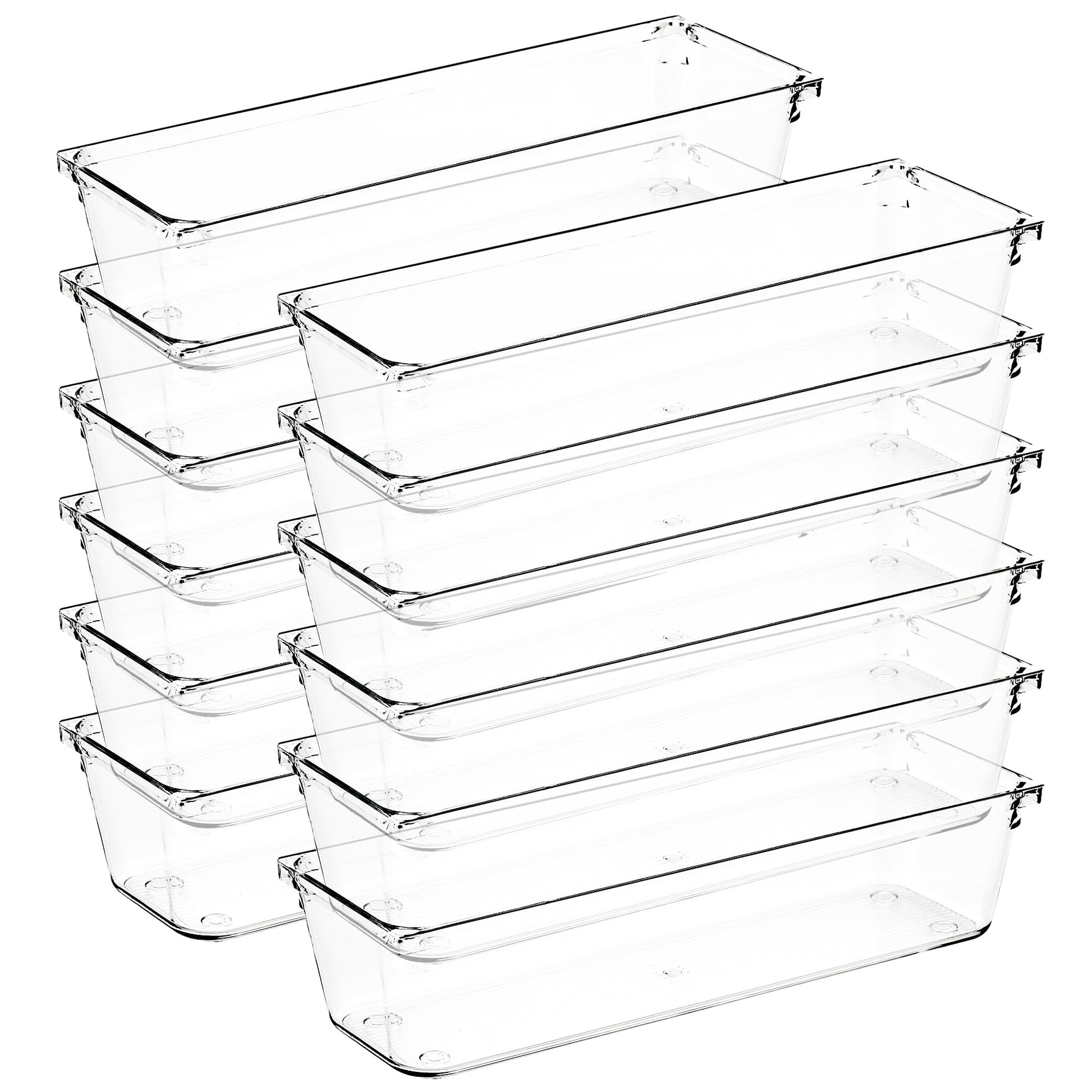 Ravinte Decor 12 Pack Drawer Organizers, 3"X 9" Clear Acrylic Storage Bins