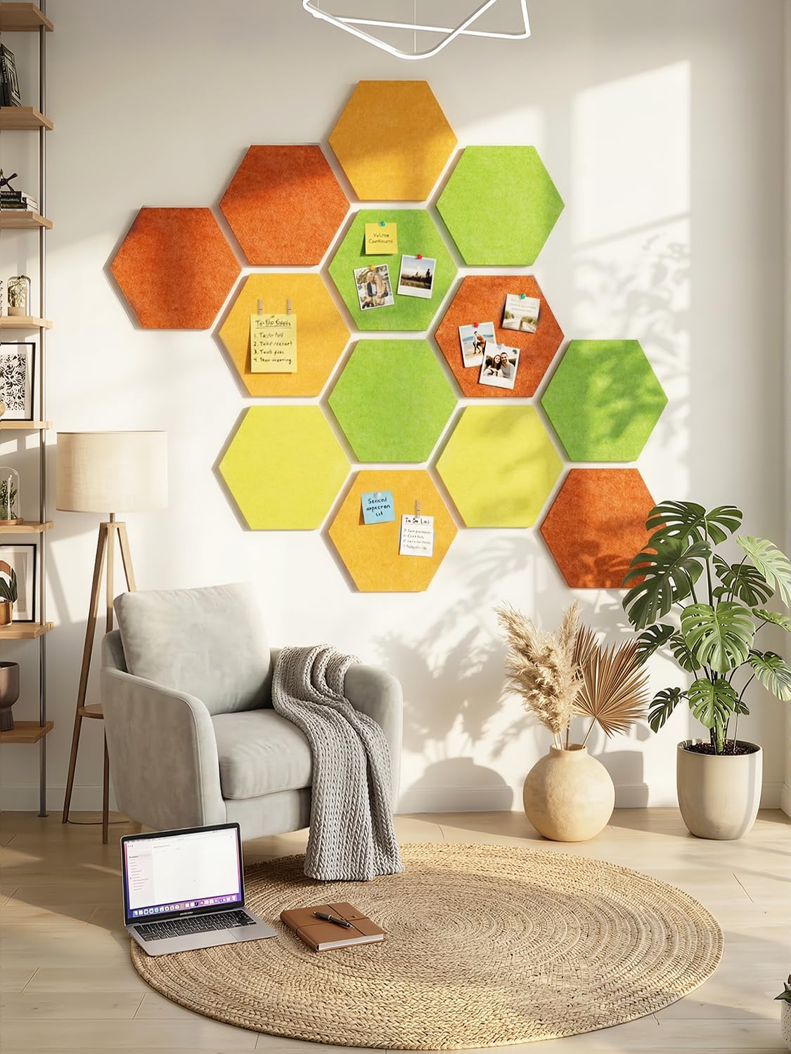 Uoisaiko 8-Pack Hexagon Felt Bulletin Board Tiles, Cork Board Alternative