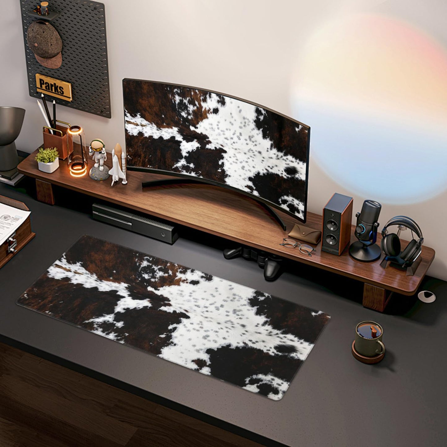 PPZCXWP Cowhide Mouse Pad Extended Large 31.5x11.8 Faux Fur Desk Mat