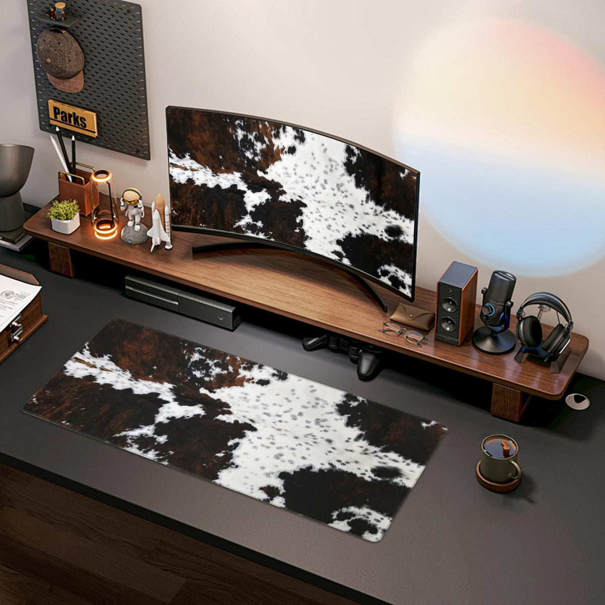 PPZCXWP Cowhide Mouse Pad Extended Large 31.5x11.8 Faux Fur Desk Mat